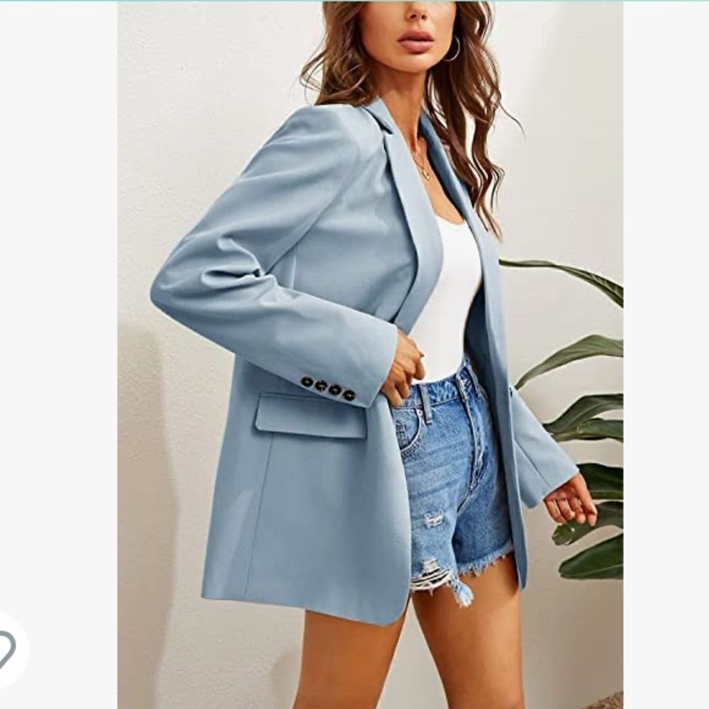 Light Blue Women's Tailored Blazer - Casual & Chic
